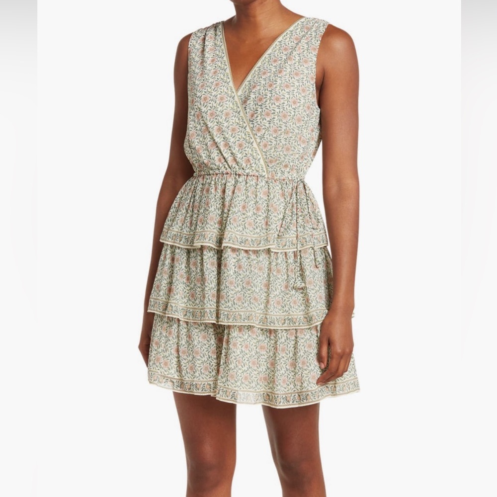 Max Studio Floral Sleeveless Tiered Ruffle Dress